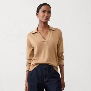 Banana Republic 100% Merino Wool Sweater Johnny Collar Minimalist Luxury ~ XL